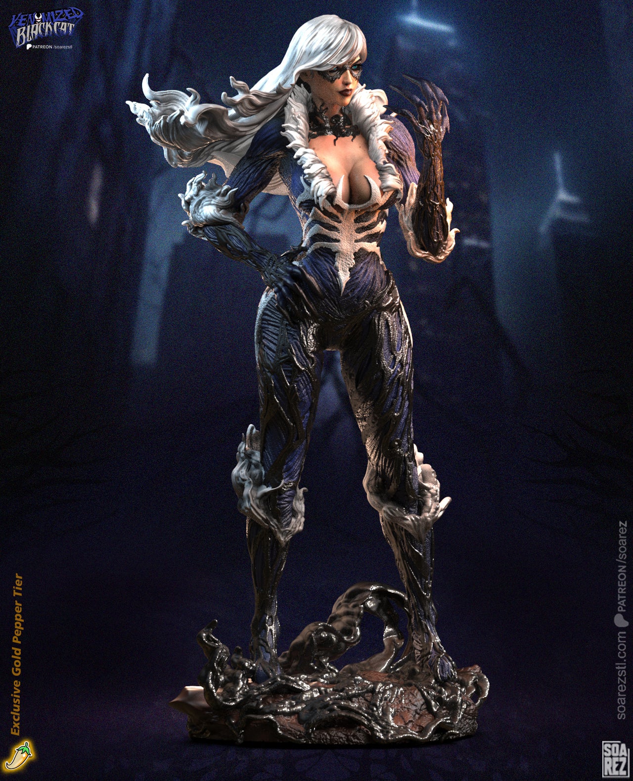 Venomized Black Cat STL File – Symbiote Antiheroine 3D Print Model