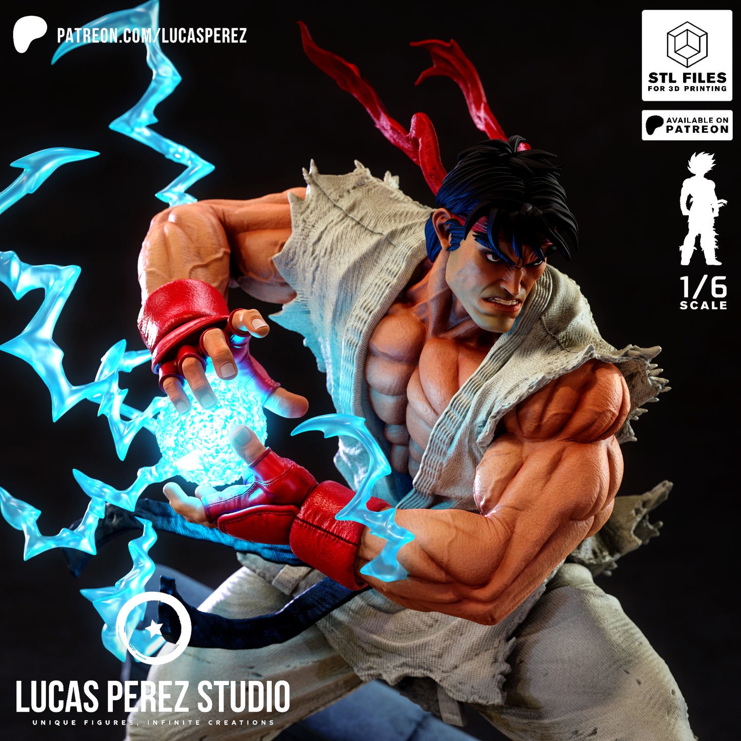 Ryu Street Fighter STL File – Martial Arts Fighter Game 3D Print Model