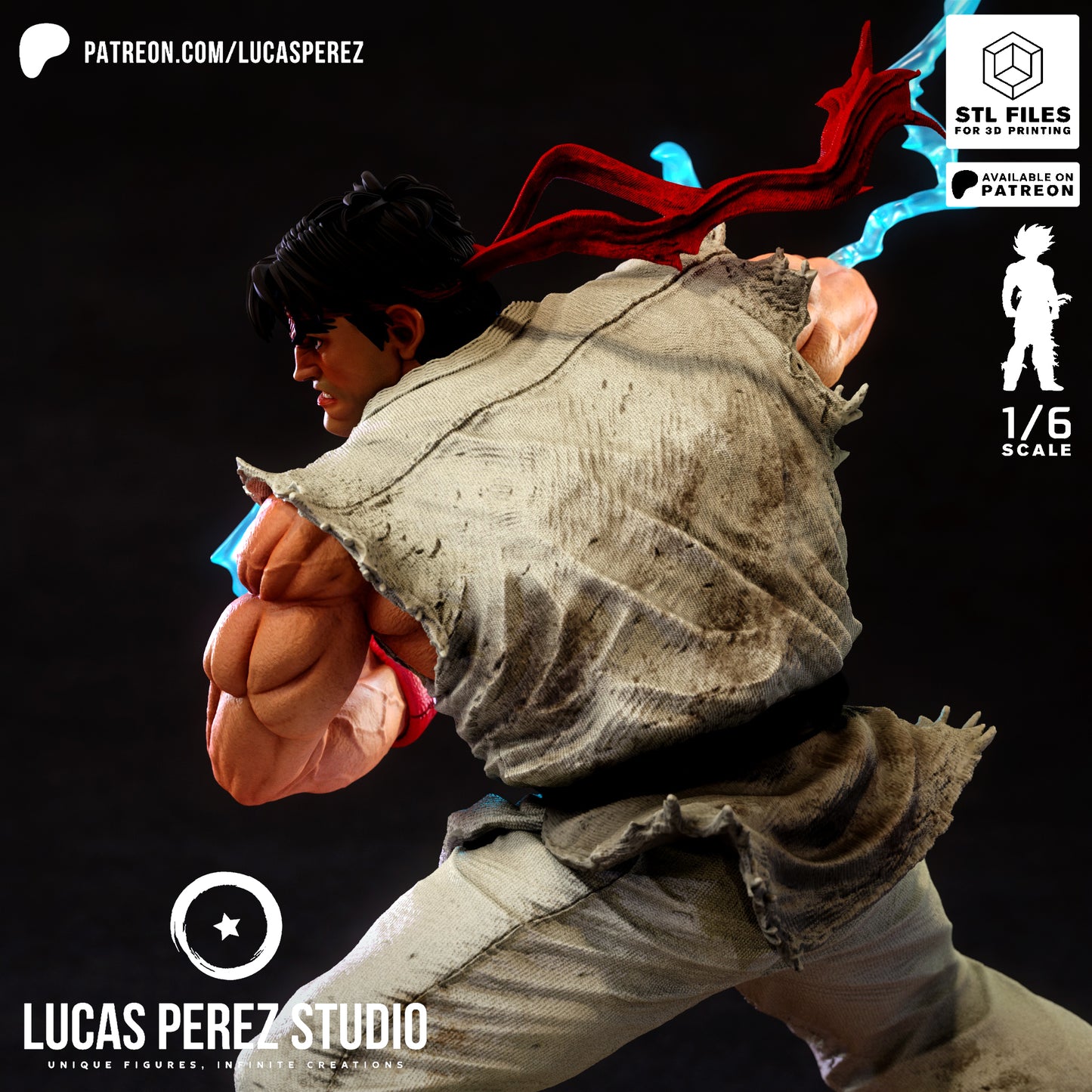 Ryu Street Fighter STL File – Martial Arts Fighter Game 3D Print Model
