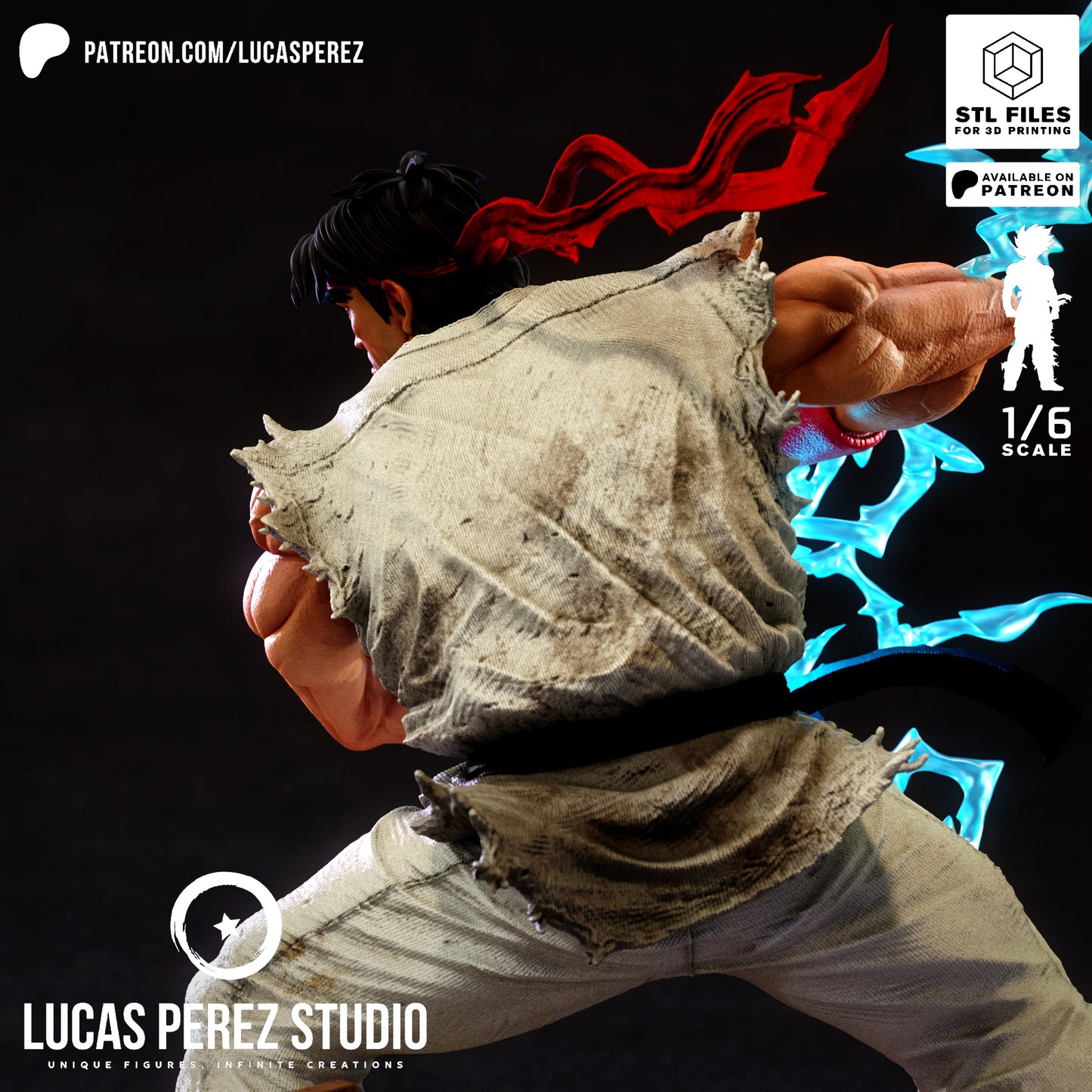 Ryu Street Fighter STL File – Martial Arts Fighter Game 3D Print Model