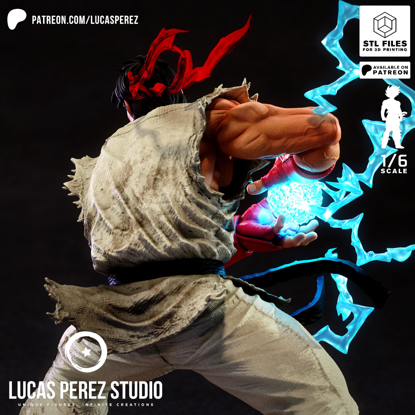 Ryu Street Fighter STL File – Martial Arts Fighter Game 3D Print Model