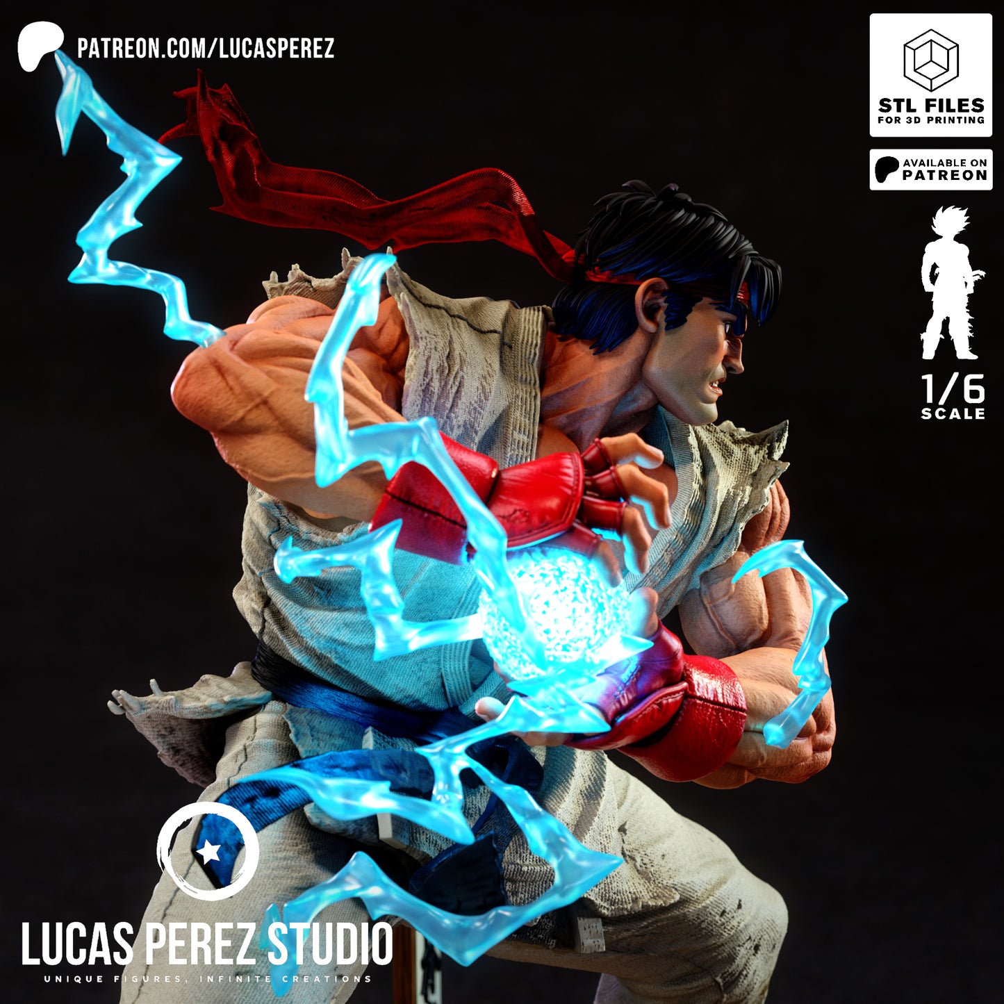 Ryu Street Fighter STL File – Martial Arts Fighter Game 3D Print Model