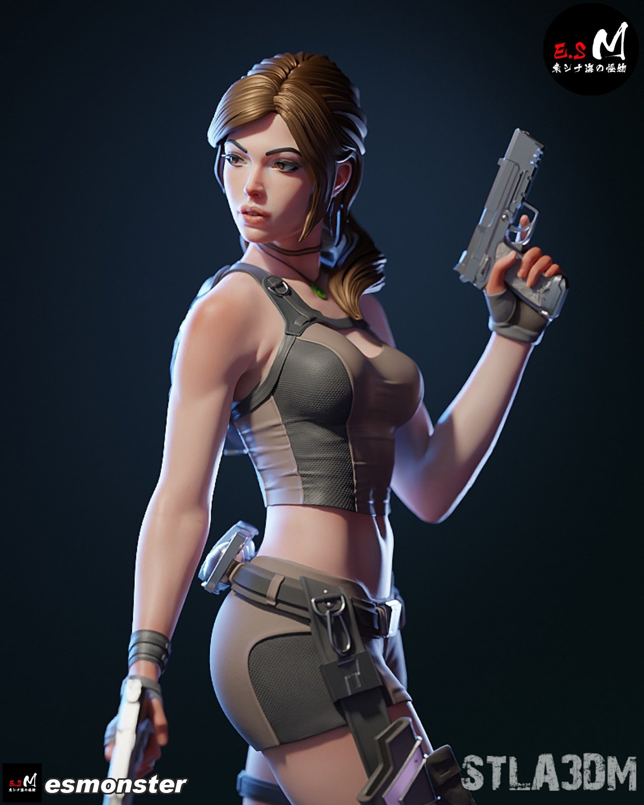 Lara Croft STL File – Tomb Raider Inspired Adventure Heroine 3D Print Model