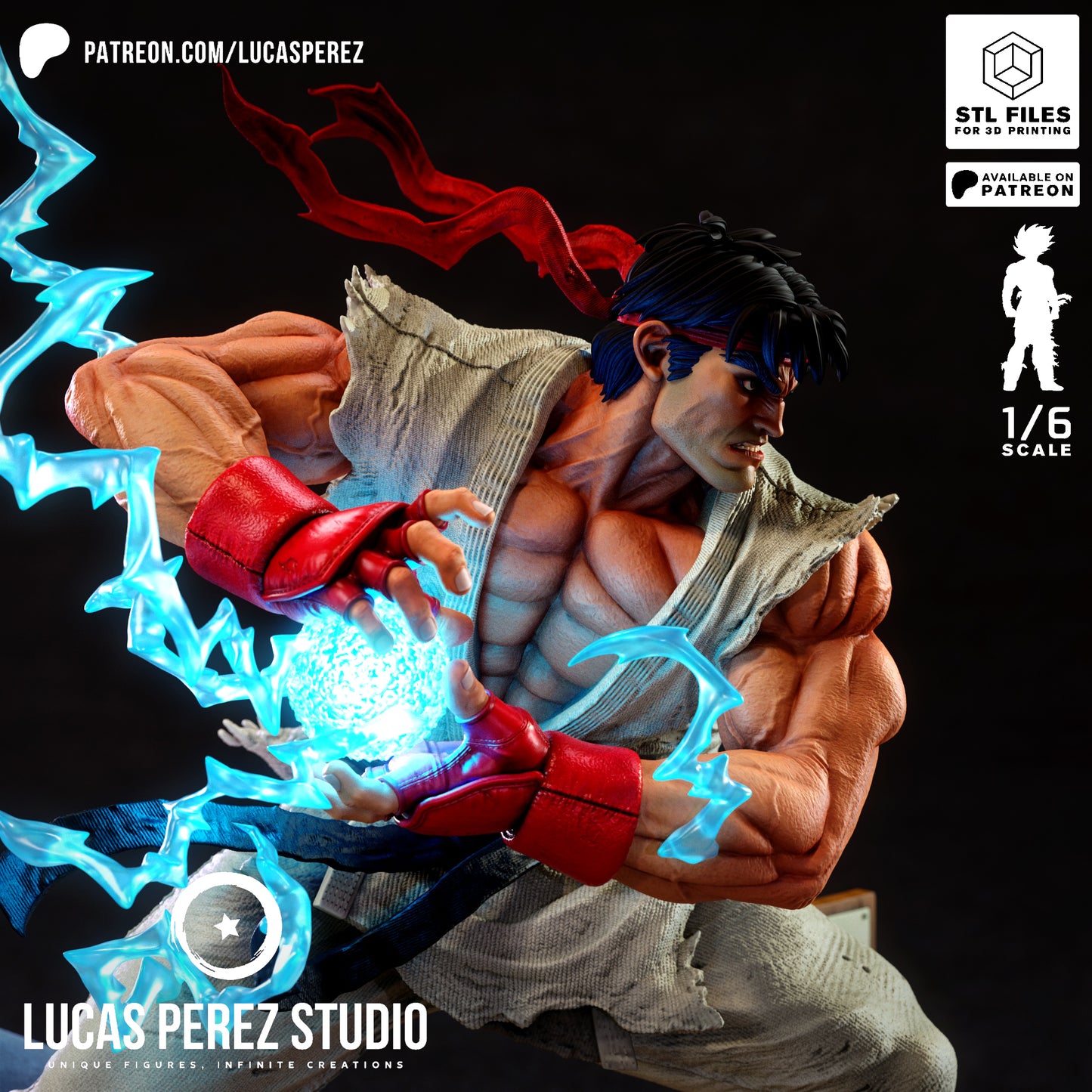 Ryu Street Fighter STL File – Martial Arts Fighter Game 3D Print Model