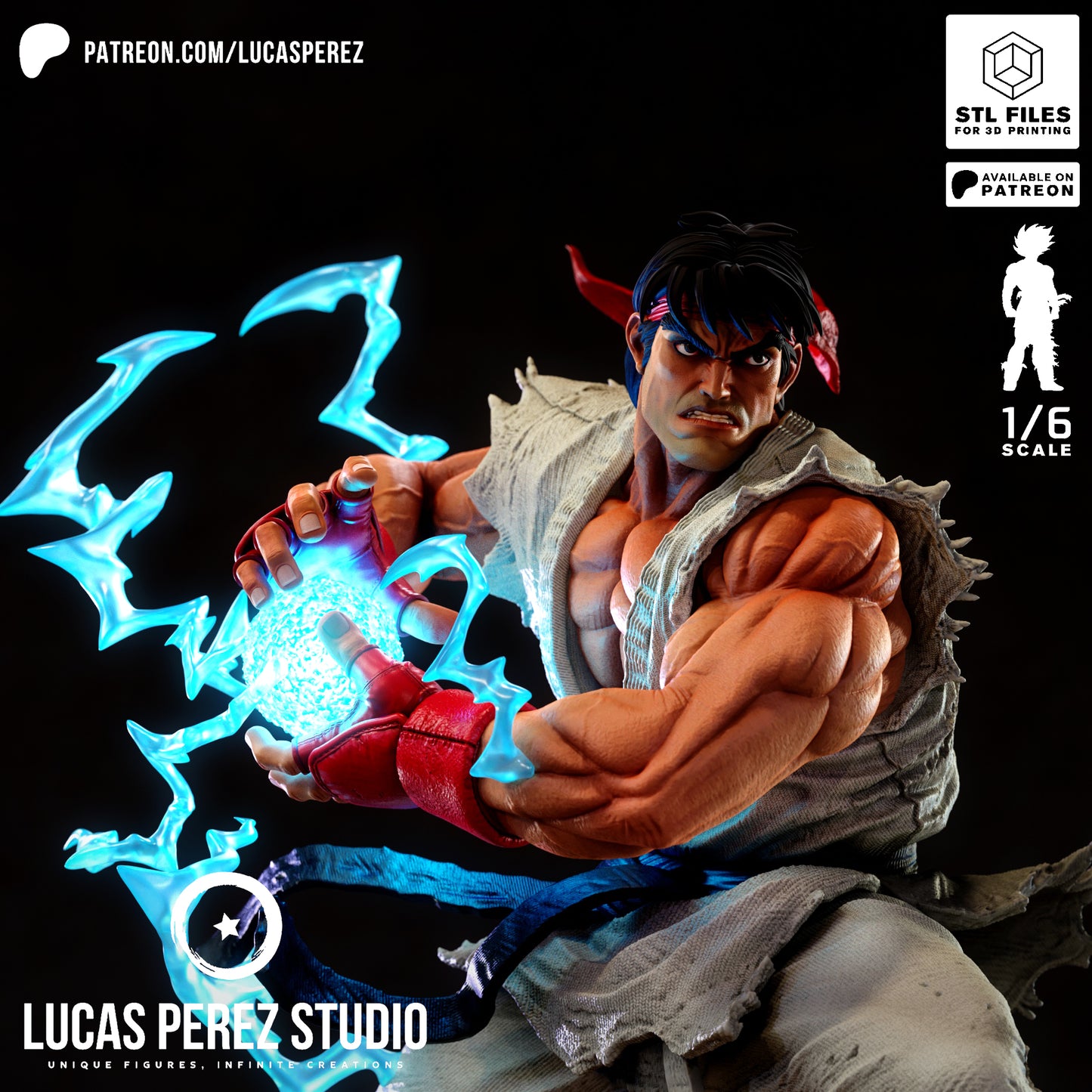 Ryu Street Fighter STL File – Martial Arts Fighter Game 3D Print Model