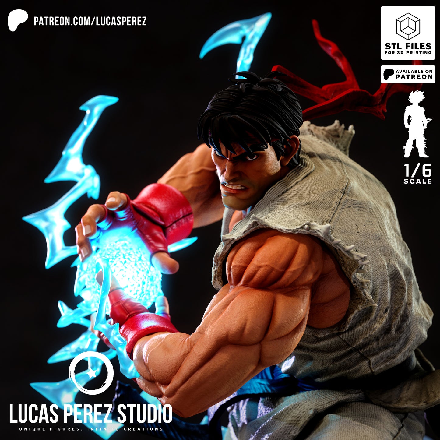 Ryu Street Fighter STL File – Martial Arts Fighter Game 3D Print Model
