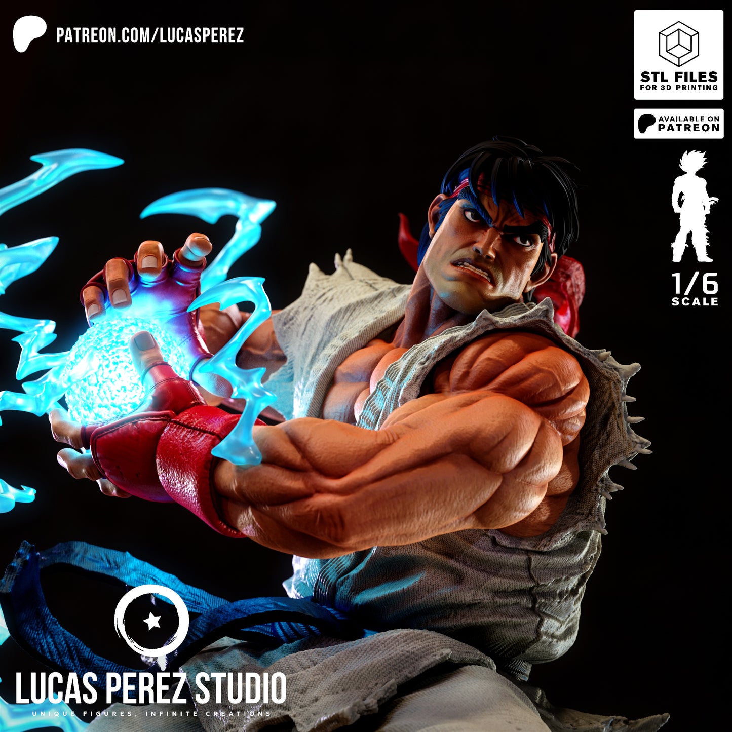 Ryu Street Fighter STL File – Martial Arts Fighter Game 3D Print Model