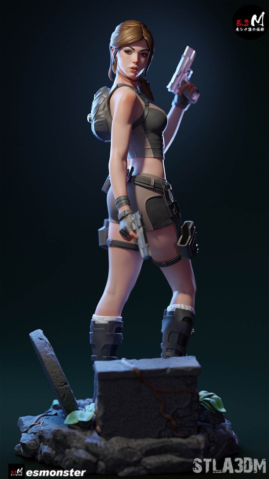 Lara Croft STL File – Tomb Raider Inspired Adventure Heroine 3D Print Model