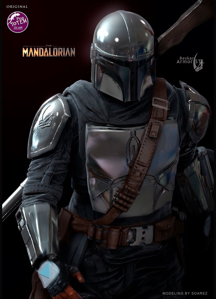 Mandalorian Star Wars STL File – Sci-Fi Bounty Hunter 3D Print Model