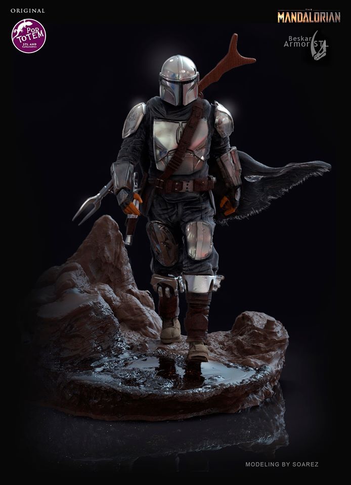 Mandalorian Star Wars STL File – Sci-Fi Bounty Hunter 3D Print Model