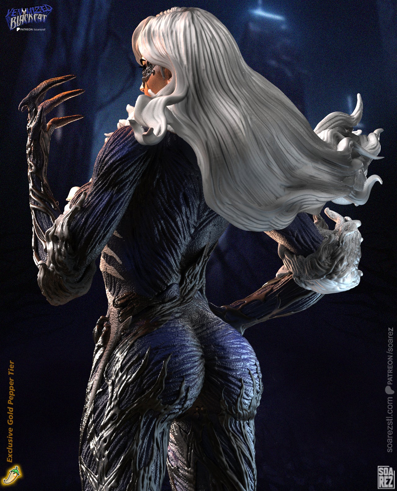 Venomized Black Cat STL File – Symbiote Antiheroine 3D Print Model