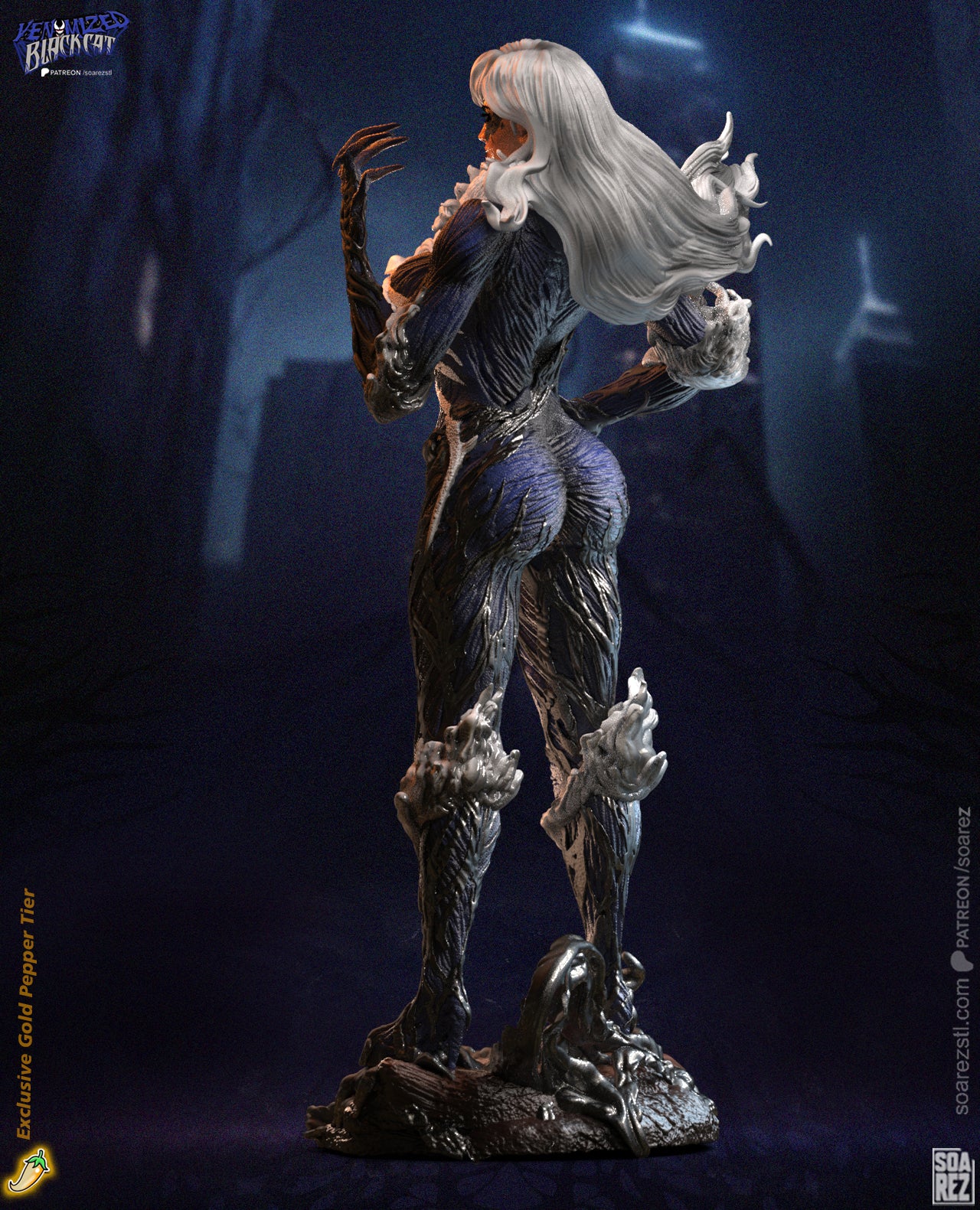 Venomized Black Cat STL File – Symbiote Antiheroine 3D Print Model