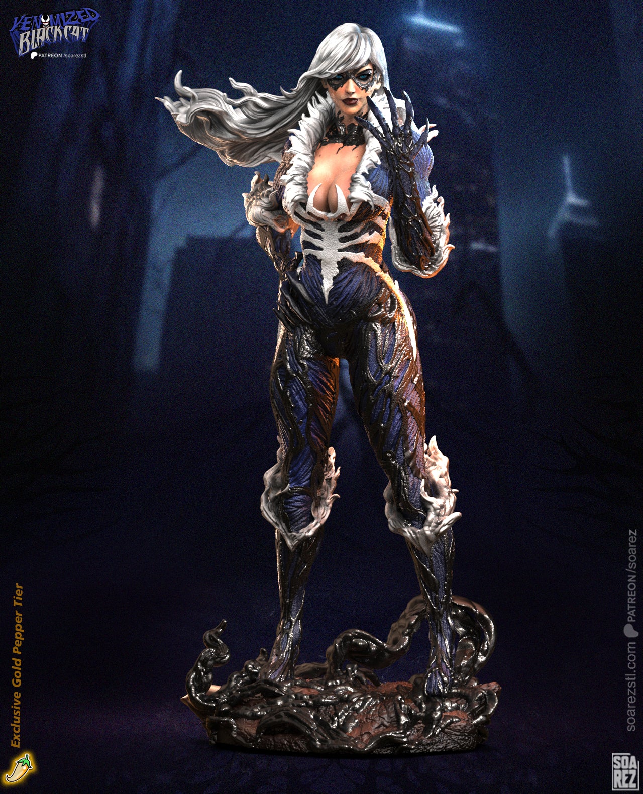 Venomized Black Cat STL File – Symbiote Antiheroine 3D Print Model