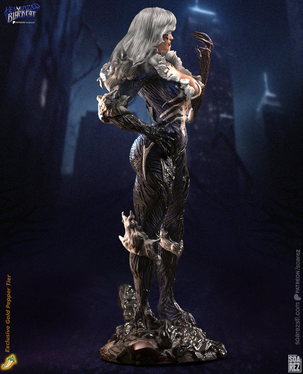 Venomized Black Cat STL File – Symbiote Antiheroine 3D Print Model