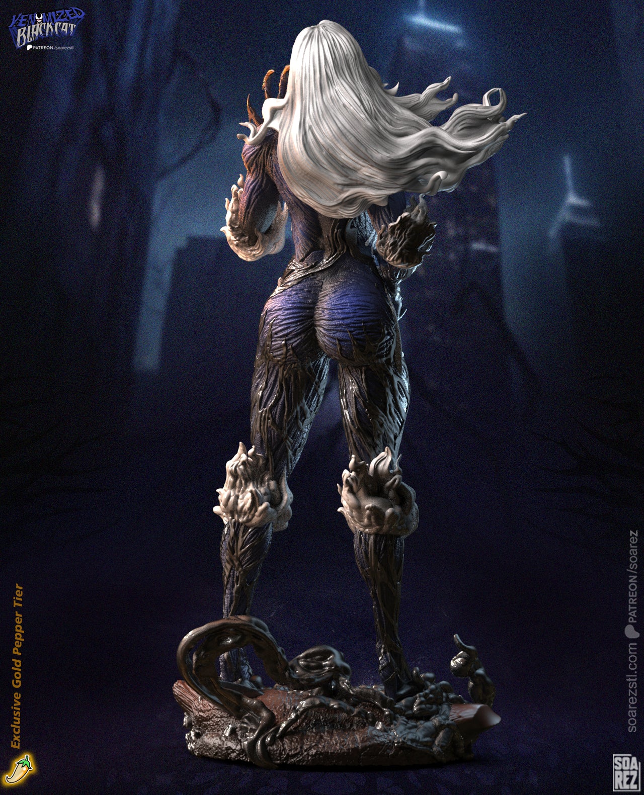 Venomized Black Cat STL File – Symbiote Antiheroine 3D Print Model
