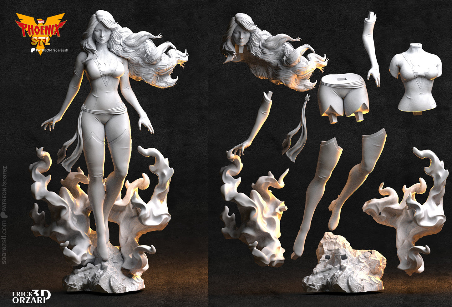 Dark Phoenix X-Men STL File – Mutant Heroine 3D Print Model