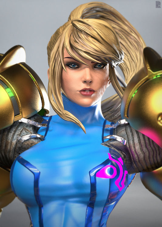 Samus Aran Metroid STL File – Sci-Fi Bounty Hunter 3D Print Model